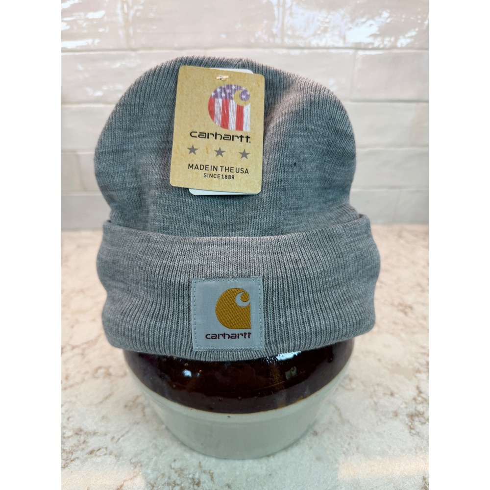Carhartt Gray Acrylic Watch Hat Beanie Made in USA Cuffed Knit Cap